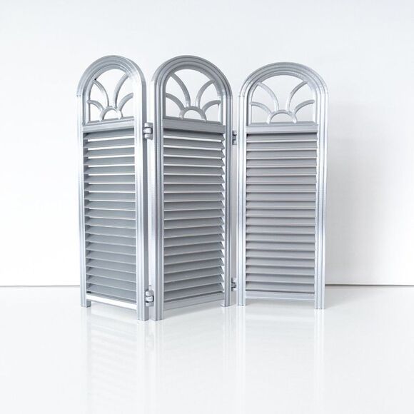 3-Panel Silver Screen for Dolls 1:6 Scale Furniture 12” Barbie Integrity Blythe - Picture 8 of 9